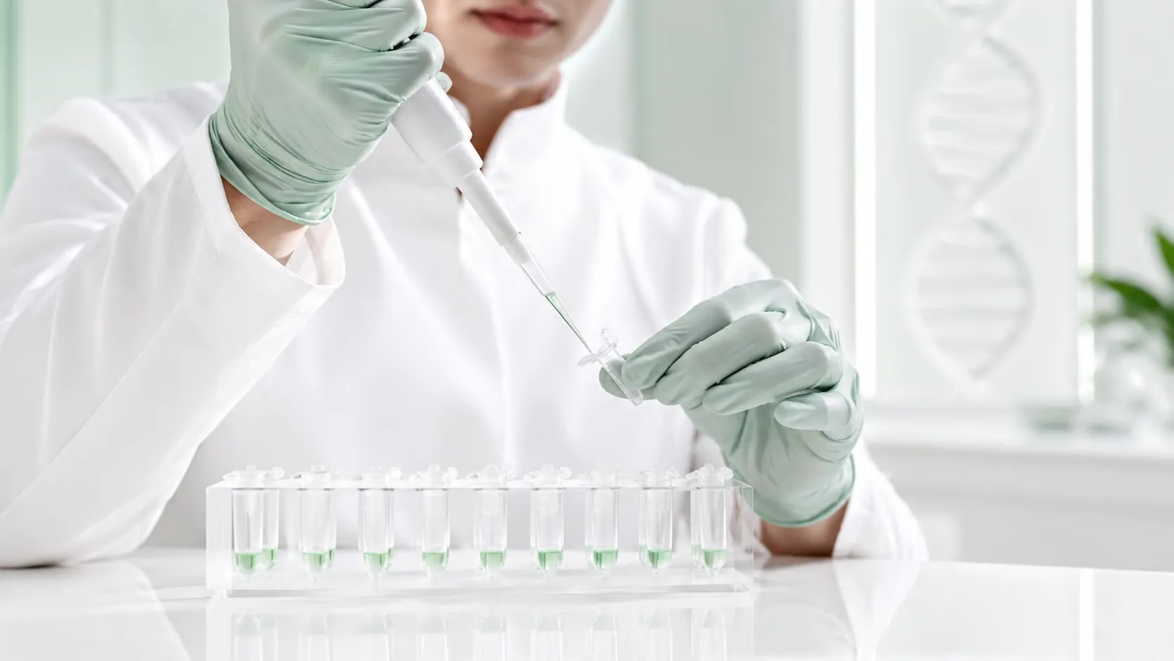 Especialista trabajando con muestras en el laboratorio de Ageless